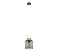 Suspension ROUNDHAM E27 1X40W en acier noir et laiton brossé D220mm