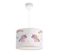 lux.pro Suspension Stylée pour Enfant Luminaire Intérieur Lampe à Suspendre Chambre d'Enfant Motif Licorne E27 Plastique Tissu Hauteur 70 cm Blanc