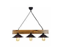 Enola suspension rustique 3 lampes bois et noire