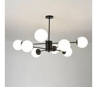 Suspension Rustique, Design Milieu du siècle, Lustre en Verre Laiteux E27 pour Salon, Chambre et Salle à Manger