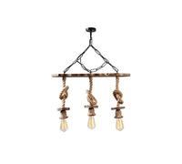 Suspension rustique filaire 3 lampes cordes et bois ZYA