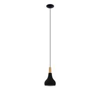 Suspension SABINAR E27 1X40W en acier et bois noir et marron D180mm