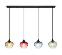 Suspension salle à manger lampe de salon à 4 lampes verre coloré noir E27