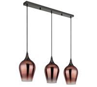 Suspension salle à manger lampe suspendue plafonnier verre rouge à 3 lampes