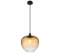 Suspension salle à manger lampe suspension verre ambre clair rainures noir cuisine