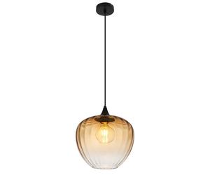 Suspension salle à manger lampe suspension verre ambre clair rainures noir cuisine