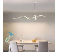 Suspension Salle à Manger LED Dimmable 120CM Luminaires Moderne Spirale Design Linéaire Salle à Manger Lampe Hauteur Réglable Chandelier pour Cuisine Bureau Salon Suspension Lustre (Blanc, L100CM)