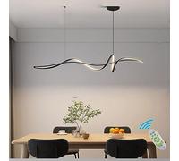 Suspension Salle à Manger LED Dimmable 120CM Luminaires Moderne Spirale Design Linéaire Salle à Manger Lampe Hauteur Réglable Chandelier pour Cuisine Bureau Salon Suspension Lustre (Noir, L160CM)