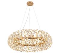 Suspension salle à manger luminaire suspension LED 20 flammes cristal clair G9 doré