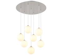 Suspension salon luminaire LED 7 ampoules boules de verre H 120 cm
