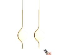 Suspension sans Fil à Piles avec Ampoule Rechargeable USB et télécommande (Non câblée). Suspension Style Milieu du siècle avec Abat-Jour Globe en Verre Blanc, pour Cuisine, îlot, Table à Manger, cha
