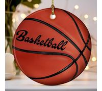 Suspension Sapin de Noel Ornement avec Cordon Pendentif Noël Objets de Décoration de Noël Sujet de Noel pour Sapin Convient Aux Amateurs de Sport, Plat/Non Tridimensionnel (Basket-Ball)