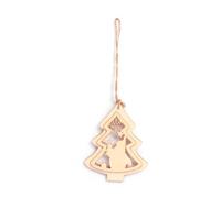 Suspension Sapin Père Noel Bois 130x110x7mm