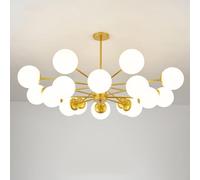 Suspension Semi-encastrée, Style Rustique et Moderne du Milieu du siècle, en Verre Laiteux, Couleur Or et Noir, pour Salon, Chambre, Table à Manger et îlot de Cuisine