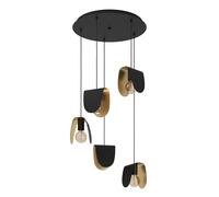 Suspension SERENARA E27 5X40W en acier noir et or D500mm