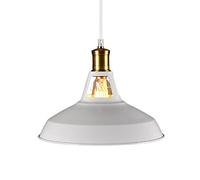 Suspension Simple en Fer forgé de Style Industriel Nordique E27, Lampe à tête Unique, luminaire de Plafond, idéal pour Une Chambre, Une Salle à Manger ou Un Bureau (Blanc, 27,9 cm)