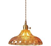 Suspension Simple en Verre rétro, Abat-Jour en Verre Jaune à Haute Transmission, luminaire Suspendu pour Restaurants et cafés
