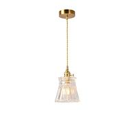 Suspension Simple et Petite de Style Japonais, Abat-Jour en Verre Transparent, Support de Lampe en Laiton doré, Lustre pour l'entrée, la Table à Manger et Le comptoir de Bar