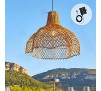 Suspension solaire bohème en rotin naturel style vannerie tressée LED blanc chaud ARIA SOLAR