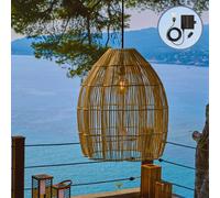 Suspension solaire AVILA SOLAR en rotin naturel avec câble hybride secteur et solaire 5m de longueur