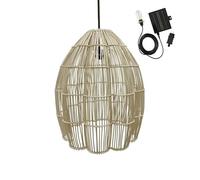 Suspension solaire AVILA SOLAR en rotin naturel avec câble hybride secteur et solaire 5m de longueur