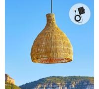 Lumisky Suspension solaire BELLA SOLAR en rotin naturel câble hybride secteur/solaire 5 m