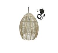 Suspension solaire AVILA SOLAR en rotin naturel avec câble hybride secteur et solaire 5m de longueur