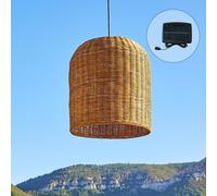 Suspension solaire GIACOMO SOLAR en rotin naturel avec câble hybride secteur et solaire 5m de longueur