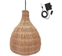 Lumisky Suspension solaire BELLA SOLAR en rotin naturel câble hybride secteur/solaire 5 m