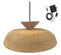 Suspension solaire DARMA SOLAR en rotin naturel avec câble hybride secteur et solaire 5m de longueur