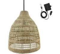 Suspension solaire bohème en herbe marine naturelle style vannerie tressée LED blanc chaud FREYA LONG SOLAR 5m de longueur