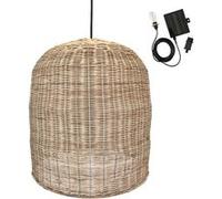 Lumisky Suspension solaire GIACOMO SOLAR en rotin naturel, câble hybride secteur/solaire 5 m Beige