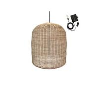 Lumisky Suspension solaire GIACOMO SOLAR en rotin naturel, câble hybride secteur/solaire 5 m Beige