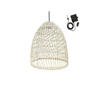 Suspension solaire PAULO SOLAR en rotin naturel avec câble hybride secteur et solaire 5m de longueur