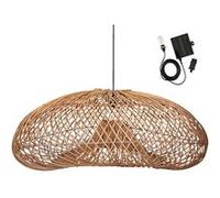 Suspension solaire SEVIA SOLAR en rotin naturel avec câble hybride secteur et solaire 5m de longueur
