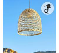 Suspension solaire PAULO SOLAR en rotin naturel avec câble hybride secteur et solaire 5m de longueur