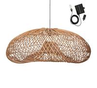 Suspension solaire SEVIA SOLAR en rotin naturel avec câble hybride secteur et solaire 5m de longueur