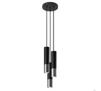 Sollux Lighting Suspension Loopez - Plafonnier acier 3 flammes avec ampoule LED chrome noir