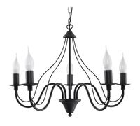 SOLLUX lighting Minerwa 5 Chandelier Lustre, Plafonnier, Style Glamour, Ampoule E14 Remplaçable, 5 x 40 W, Acier, 60 x 60 x 80 cm, Noir