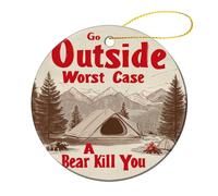 Suspension Sortez, Au Pire Un Ours Vous Tuera. Hanging Céramique Noël Ornement pour Magasins Intérieur Bureau