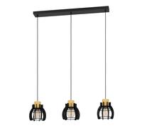 Suspension STIL1 E27 3X40W en acier et bois noir et marron 880x180x1100mm