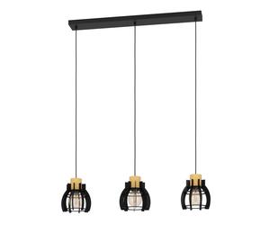 Suspension STIL1 E27 3X40W en acier et bois noir et marron 880x180x1100mm