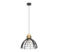 Suspension STILLINGTON E27 1X40W en acier et bois noir et marron D415mm