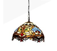 Suspension Style Tiffany éclairage rétro pour bars restaurants et clubs avec mosaique florale en cristal E27
