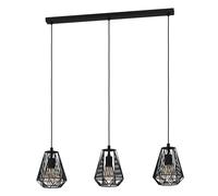 Suspension STYPE E27 3X40W en acier noir 960x200x1100mm