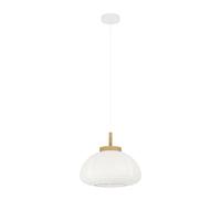Suspension SUMMERHILL E27 1X40W en acier et bois blanc et marron D400mm