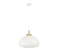 Suspension SUMMERHILL E27 1X40W en acier et bois blanc et marron D550mm
