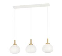 Suspension SUMMERHILL E27 3X40W en acier et bois blanc et marron 925x225x1100mm