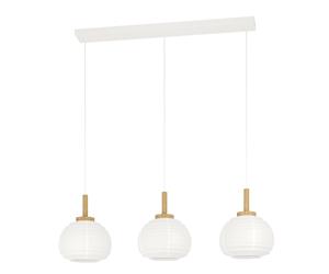 Suspension SUMMERHILL E27 3X40W en acier et bois blanc et marron 925x225x1100mm
