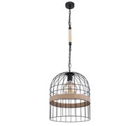 Suspension, suspension en corde de chanvre, suspension de salon, aspect grille métallique, noir marron, 1 douille E27, PxH 35x140 cm